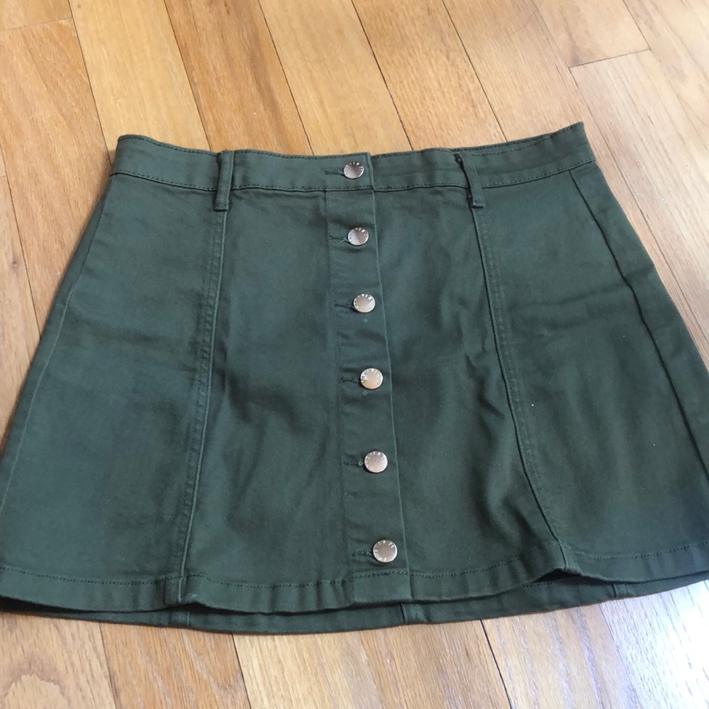 cute army green denim skirt